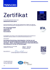 IFA Technology ISO 9001 Zertifikat